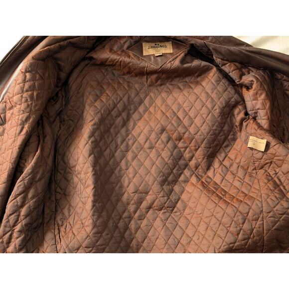 VTG 90s J. Riggings Genuine Leather Bomber Jacket - L - Quilted Lining - Picture 7 of 13